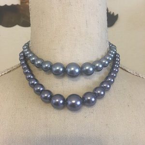 Vintage double strand two tone bead necklace